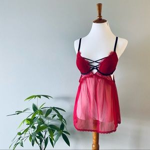 La Senza Red and Black Negligée